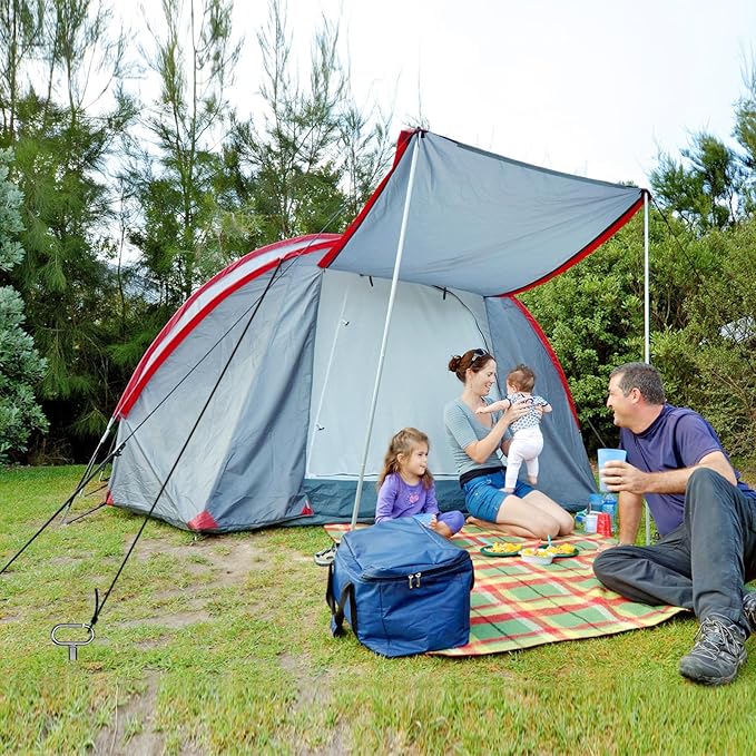 SELEWARE 17" Ground Anchors Screw in, 4 Pack Swing Set Ground Anchor Kit, High Wind Trampoline Stakes, Heavy Duty Wider Spiral Earth Anchor for Mobile Home, Tree, Tent, Shed, Carport, Securing Animals