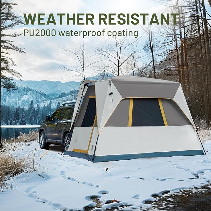 TIMBER RIDGE 5 Person SUV Tent Weather Resistant Portable for Car SUV Van Camping, Includes Rainfly and Storage Bag, 10' W X 8' L X 7.1' H