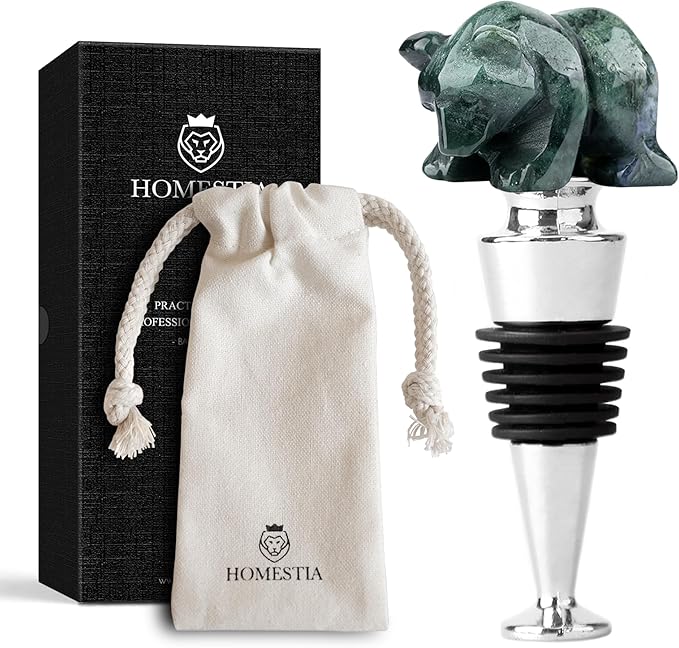 Homestia Bear Wine Stopper, Wine Gifts Birthday Gifts for Men Women, Bottle Stoppers for Wine Champagne, Vacuum Bottle Corks with Silicone, Christmas Women Gift Holiday Party