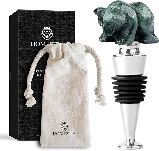 Homestia Bear Wine Stopper, Wine Gifts Birthday Gifts for Men Women, Bottle Stoppers for Wine Champagne, Vacuum Bottle Corks with Silicone, Christmas Women Gift Holiday Party