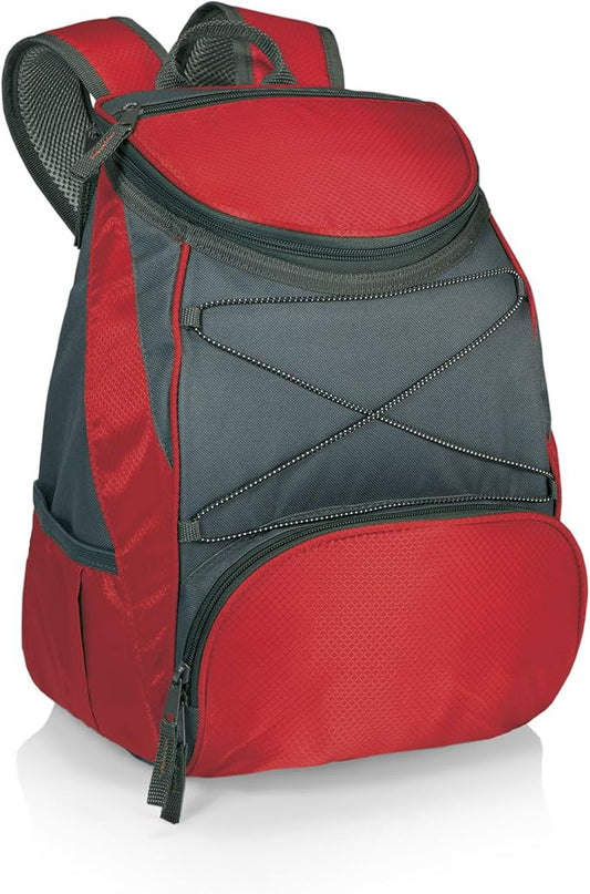 PICNIC TIME PTX Backpack Cooler, Modern Backpack Cooler with 20-Can Capacity, Fully Insulated Outdoor Lunch Bag with Water Resistant Interior, Pockets, Padded Straps, (Red with Gray Accents)