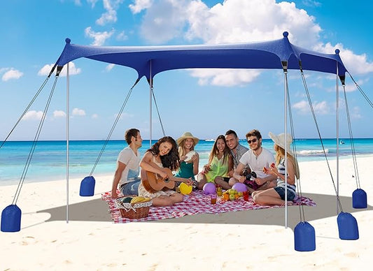 Gorich Beach Tent Sun Shelter with 8 Sandbags, UPF50+ Protection & Windproof Pop Up Beach Canopy Tent Sun Shade for Family, Travel & Camping, Easy Setup Canopy Umbrella