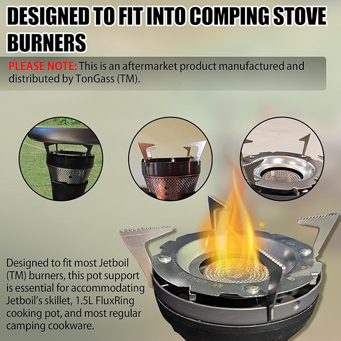 TonGass Camping Stoves Pot Support Compatible with Jetboil Stove Pots Support Stainless Steel Portable Camp Pot Stand for Jetboil Burner Replacement, Can Accommodate Up to 9" Skillets or 2L Cook Pots