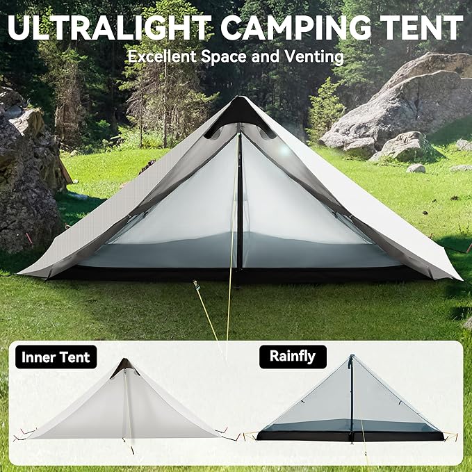 Ultralight Tent 3-Season Backpacking Tent 1 Person/2 Person Camping Tent, Outdoor Lightweight LanShan Camping Tent Shelter, Perfect for Camping, Trekking, Climbing, Hiking