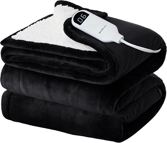 Bedsure Electric Blanket Full Size - Soft Flannel Heated Blanket, Fast Heating with 10 Time Settings & 6 Heat Settings, Warm Gift for Grandma (72x84 inches, Black)