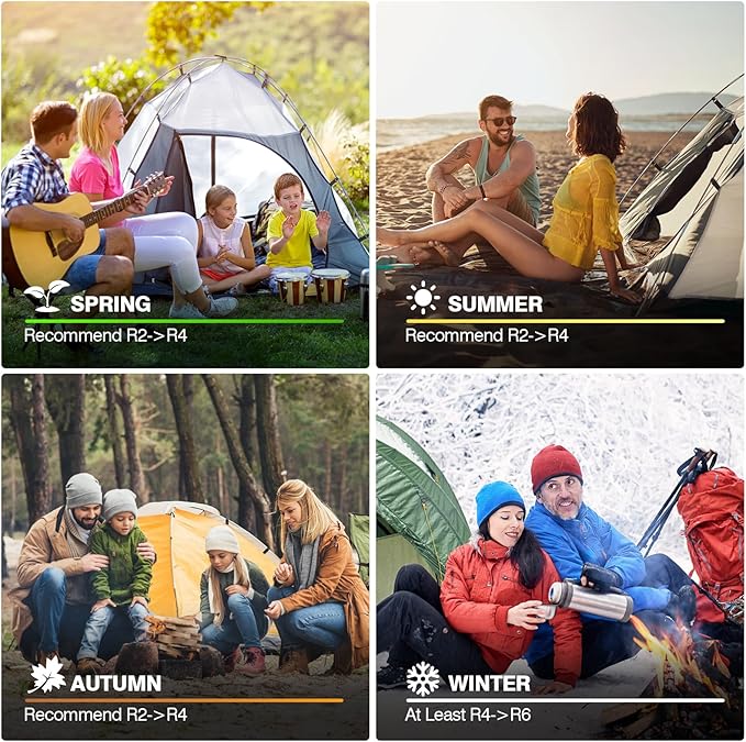 Self Inflating Sleeping Pad, 3.1" Ultra-Thick Memory Foam Sleeping Mat with Pillow, 4-Season Camping Mattress with Foot Pump, 9.5 R-Value Insulated Camp Sleeping Mat for Tent Travel Car