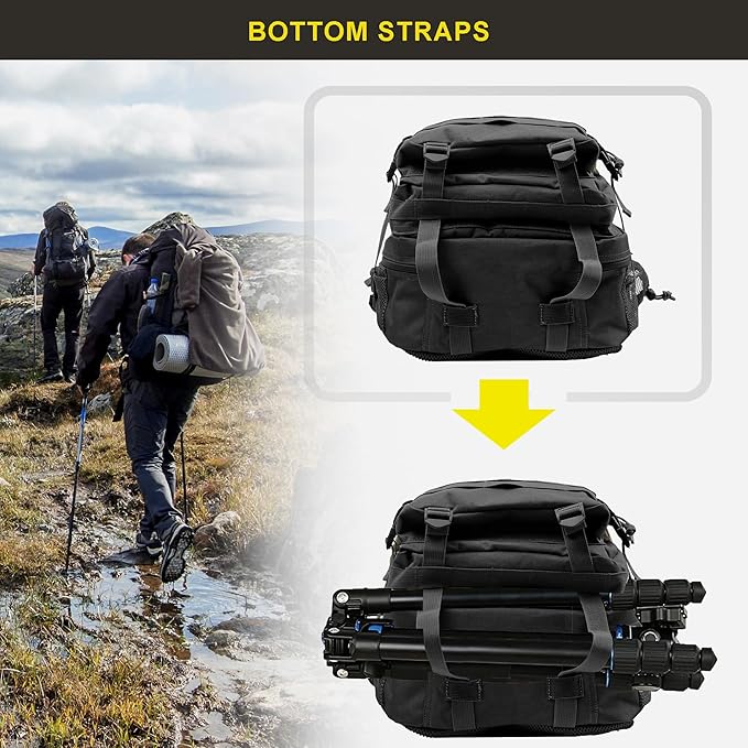 Zavothy 45L Military Tactical Backpack, Army 3-Day Assault Pack Bug Out Bag for Hiking Camping | Army, Bag, Large Rucksack, with Molle System