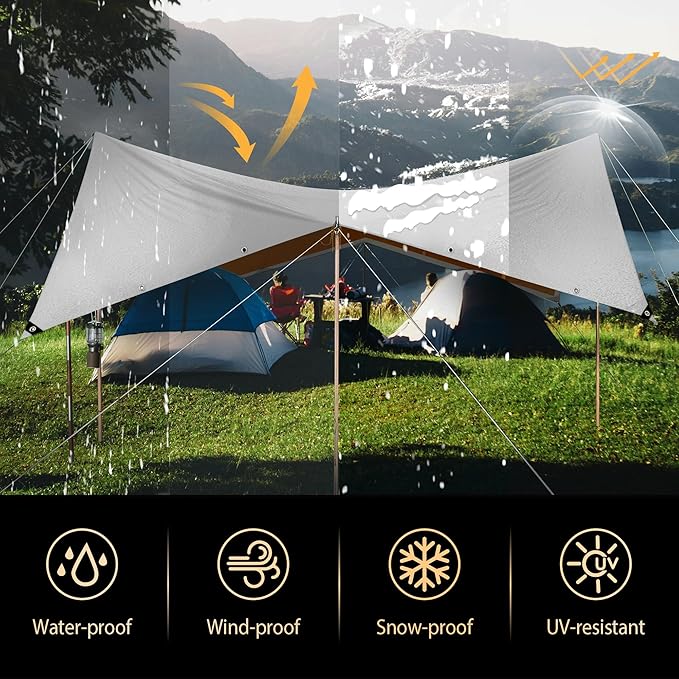 Tarp 15x15 ft Heavy Duty 10mil Silver/Brown 100% Waterproof High Durability Multipurpose Outdoor Tarpaulin,Uv Resistant,for Courtyards,Camping, Canopy, Trailer, Boats, Camping, Etc -by MVPNET