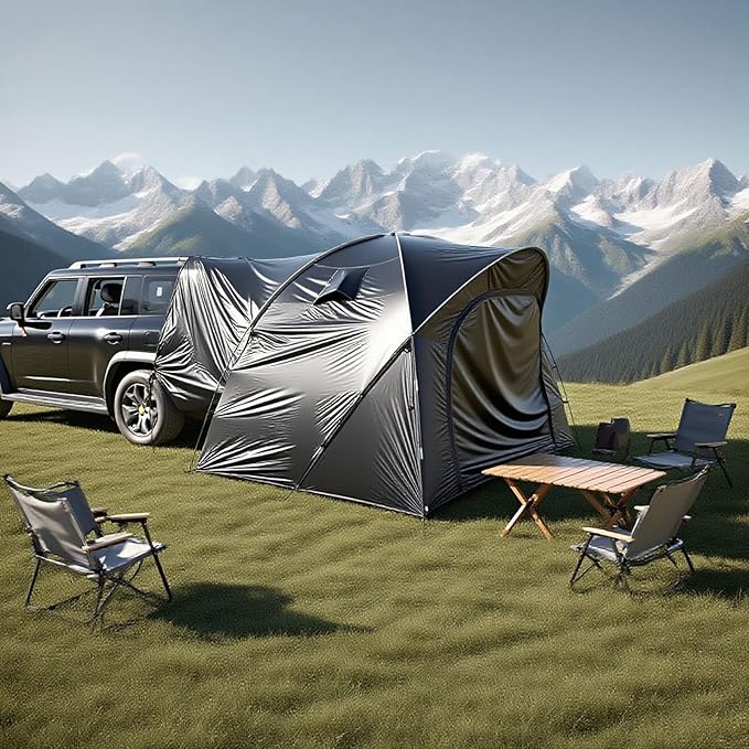 3-4 Person SUV Camping Tent, Arched Design Creates Extra Headroom, PU4000 Waterproof with Mesh Doors – Ideal for Family Camping& Festivals
