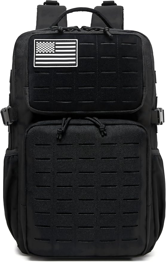 Wotony Military Tactical Backpack for Men Waterproof Daypack 3 Day Assault Pack Laser-Cut MOLLE Webbing Design with Water Bottle Holder Black Small Tactical Assault Bag (Black, 30L)