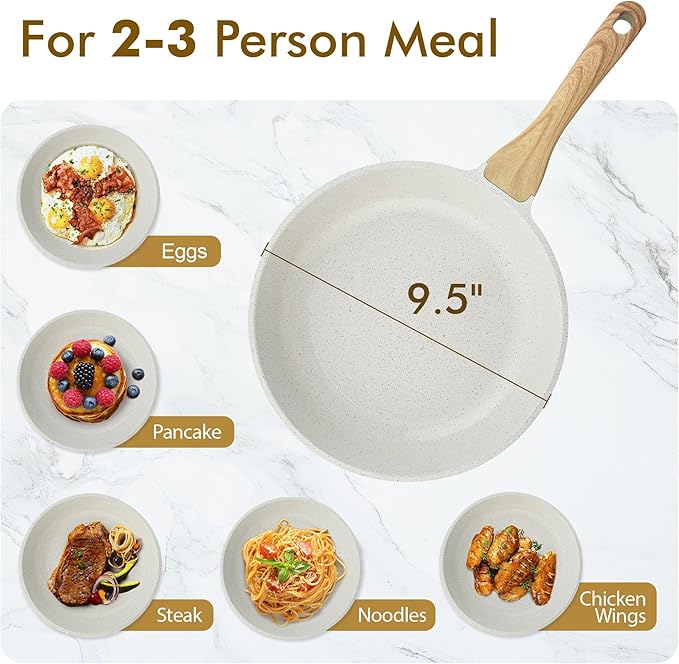 SENSARTE Nonstick Ceramic Frying Pan Skillet, 9.5 Inch Omelet Pan, Healthy Non Toxic Chef Pan, Induction Compatible Egg Pan with Heat Resistant Handle, PFAS-Free