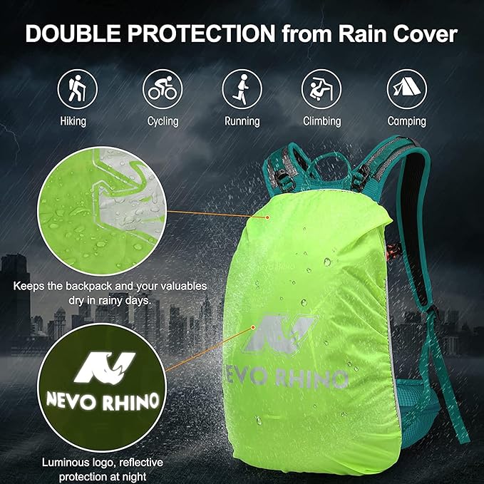N NEVO RHINO Hydration Backpack with Water Bladder 3L, Hiking Backpack with Rain Cover, Insulation Water Daypack for Cycling Biking
