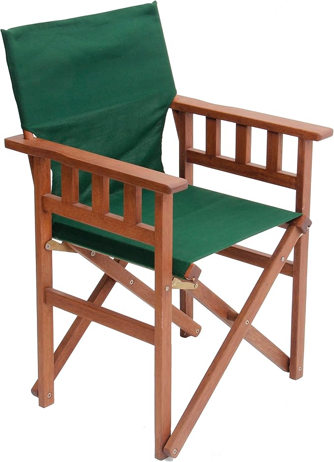 BYER OF MAINE Pangean Campaign Chair, Portable Hardwood Folding Chair with Heavy-Duty Canvas Seat Material. Ideal Patio, Deck & Camping Seat 20″D × 23″W × 36″H, 250 lbs Capacity, Green