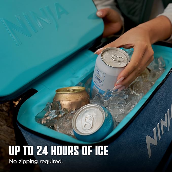 Ninja FrostVault Go Can Soft Cooler, 24/36 Can, Leak Proof, Built-In Cup Holder, 2 Ice Packs & Dry Storage Drawer, Polyester Insulation, Hiking, Camping, Picnic