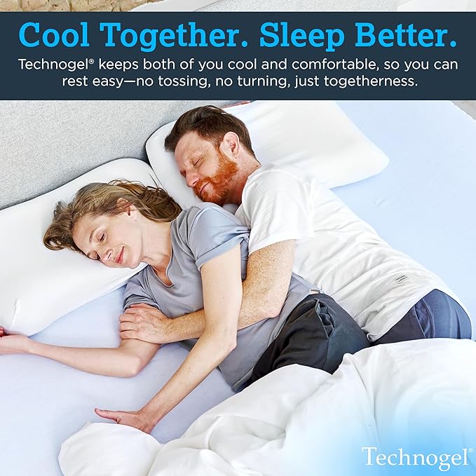 Technogel Contour Pillow with Cooling Gel – Ergonomic Neck, Shoulder and Cervical Support – Memory Foam with Temperature Regulation – for Back, Side Sleeper - Dual Heights Design, (4" & 4.5")