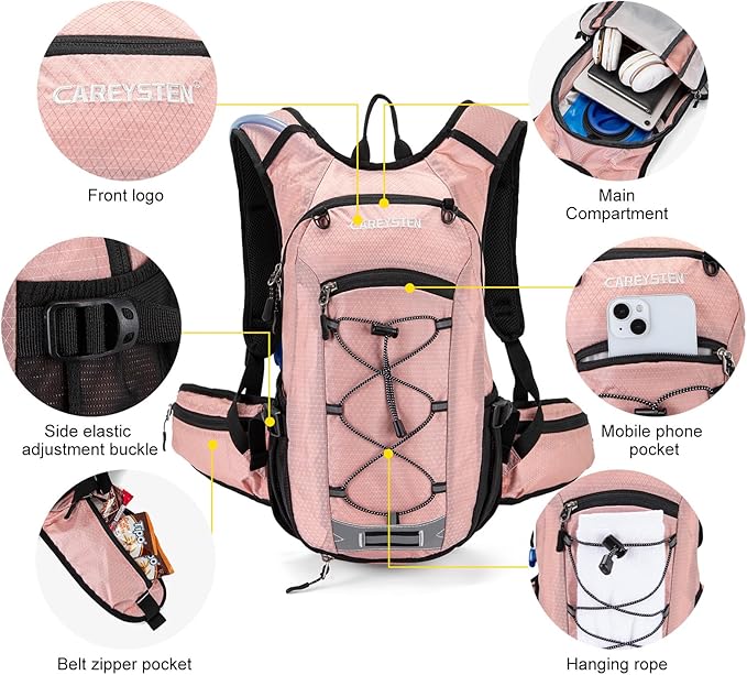 Hydration Backpack Cycling Backpack Women Running Backpack Water Backpack for Hiking Biking Backpack for Men Equipped with 2L Water Bag