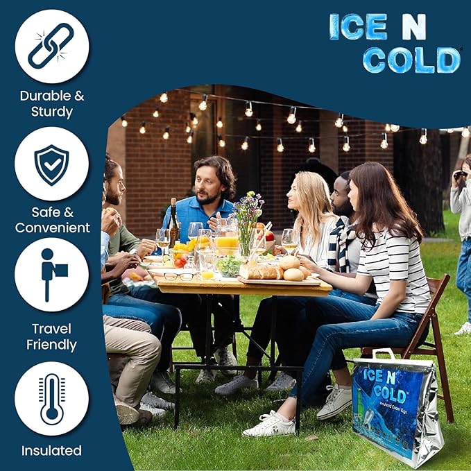 Insulated Cooler Bag - X-Large 40 lbs Capacity (Pack of 1) | Lightweight, Soft, Collapsible | Ideal for Groceries, Camping, Hiking, Beach, Travel