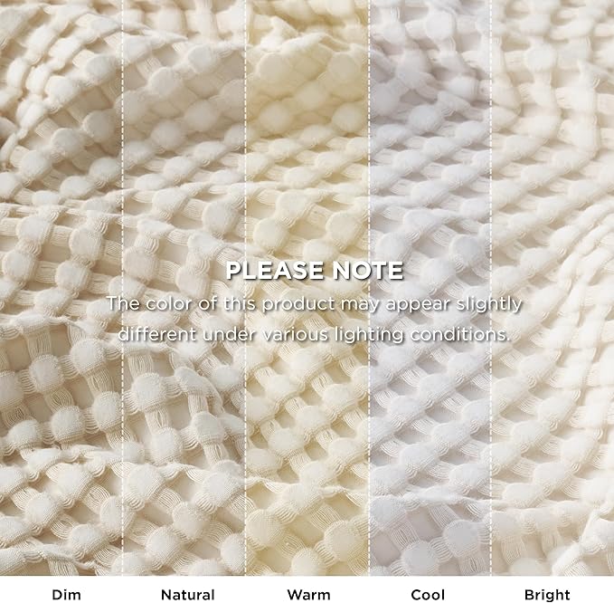 Bedsure Cooling Cotton Waffle Oversized King Blanket - Lightweight Breathable Blanket of Rayon Derived from Bamboo for Hot Sleepers, Light Beige, 120x96 Inches