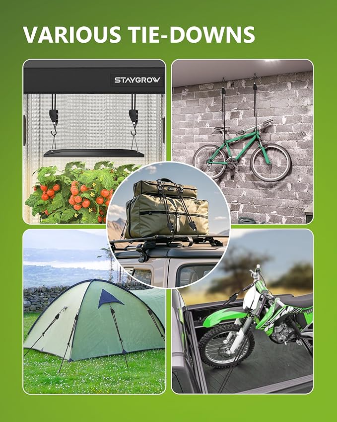 Kayak Straps Tie Downs 8 Pack Set, Roof Rack Straps Adjustable Ratchet Tie Down Straps with Lock S Hooks, 1/4 Inch 12 Feet Ratchet Straps for Small Cargo, Kayak-Soft Loops, Packing, Camping Gear