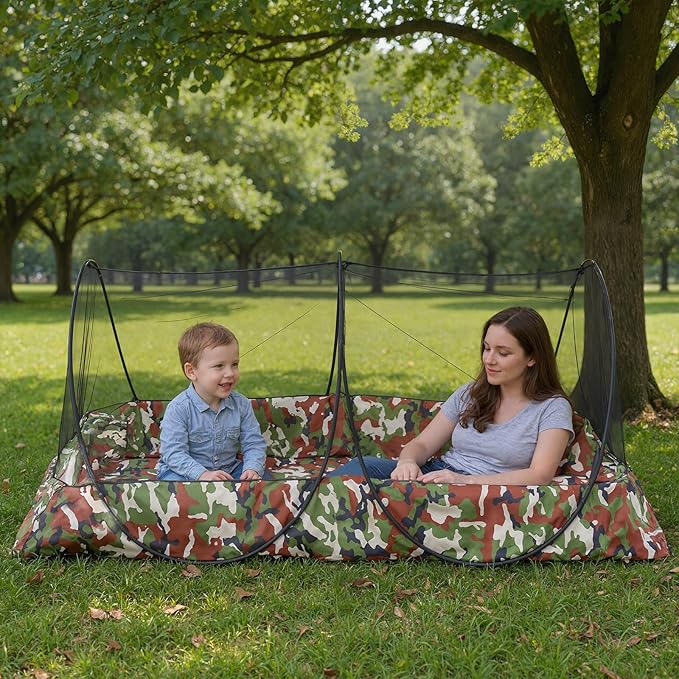Pop Up Mosquito Tent 2-Person Large Portable Foldable Pop-up Screen Tent Mosquito Camping Net Tent for Double Persons Camping Hiking Outdoor Installation-Free (Camouflage)