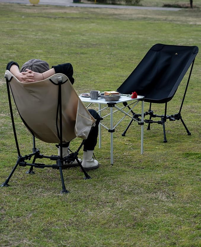 iClimb Two-Heights Light Compact Comfortable Camping Folding Beach Chair with Anti-Sinking Large Feet and Carry Bag