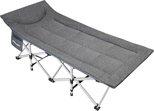 Camping cots for Adults, Portable Folding Bed with Mattress and Pillow, High Weight Capacity, Compact Storage (Dark Gray)