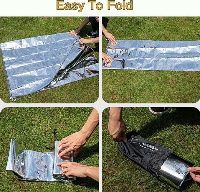 Naturehike Aluminum Foil Foldable Picnic Blanket, Ultralight Ground Sheet Mat, Waterproof Camping Tarp, Sleeping Pad for Outdoor Picnic,Camping,Beaches, Storage Bag Included (90.55×102.36")