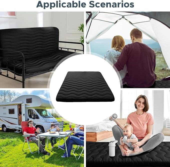 Japanese Floor Mattress, 100% High Density Comfortable Foam, 4" Thicken Foldable Mattress Tatami Mat Sleeping Pad, Ideal for Comfort and Support, Kids Floor Lounger Pillow Bed Sofa, Black, Twin
