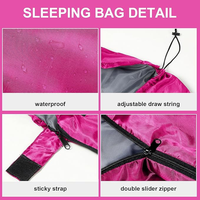 Tudomro 2 Pcs Camping Sleeping Bag for Adults, Lightweight Packable Waterproof Camping Gear Equipment to Keep Warm for Spring Summer Fall Indoor Outdoor Backpacking Hiking Travel