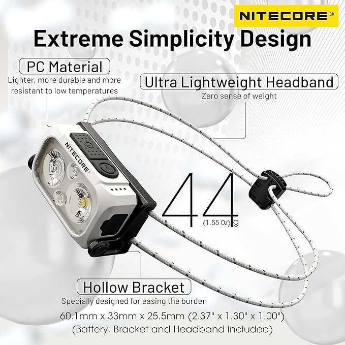 Nitecore NU21 360 Lumen Ultra Lightweight Outdoor Headlamp Dual Beam USB-C Rechargeable Headlight Tag (Yellow)