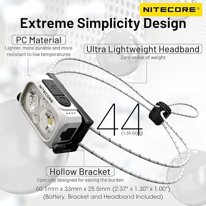 Nitecore NU21 360 Lumen Ultra Lightweight Outdoor Headlamp Dual Beam USB-C Rechargeable Headlight Tag (Black)