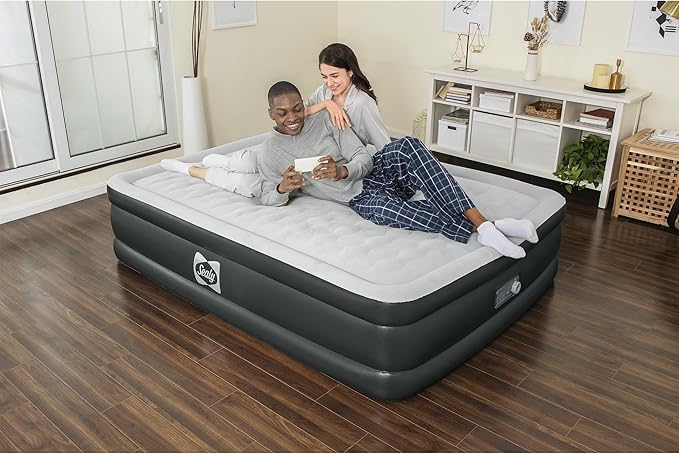 Sealy Tritech Queen Sized 20" Air Mattress Bed 2 Person w/Built-in AC Pump & Bag