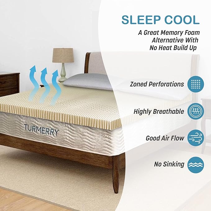 7 Zone Green Natural Organic Latex Mattress Topper Full Size - 3 inch - Soft Plush Pillow Top - GOLS Certified Latex Foam Bed Pad for Side Sleepers Zonal Support Durable and Breathable