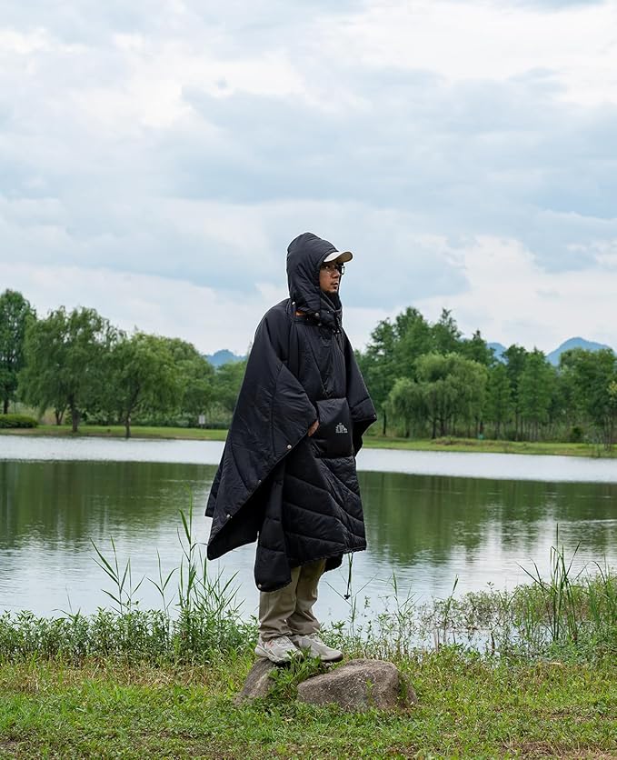 iClimb Hooded 3M Thinsulate Insulation Warm Camping Blanket Wearable Poncho Ultralight Compact