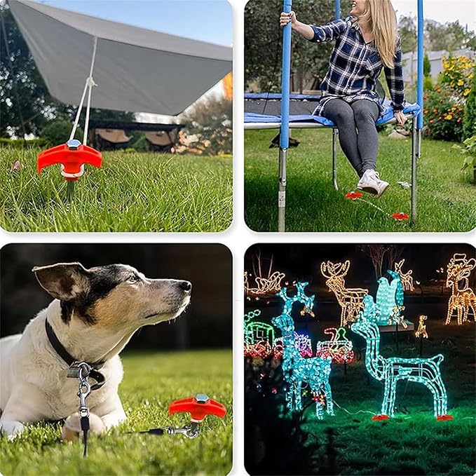 Screw in Tent Stakes,Tent Stakes Heavy Duty Screw,Hex Pegs Drillable Tent in Ground Anchors with 1 Hex Head Driver,Metal Stakes for Trampoline,Tent,Canopy,Dog Anchors (8, Yellow)