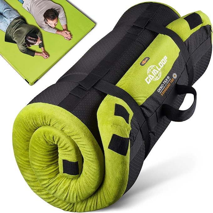 3 Inch GAIALOOP Thick Memory Foam Camping Mattress Sleeping Pad [Car/Tent/Cot] Glamping Portable Floor Mat Roll Up Futon Mattress for Guests Sleepover
