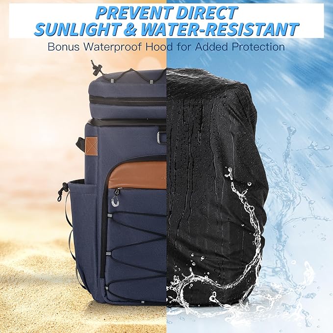 Cooler Backpack with Insulated Waterproof Cover(Extra), 42 Cans Backpack Coolers Insulated Leak Proof, Large Soft Cooler Bag, Portable ice Chest Backpack for Camping Picnic Beach