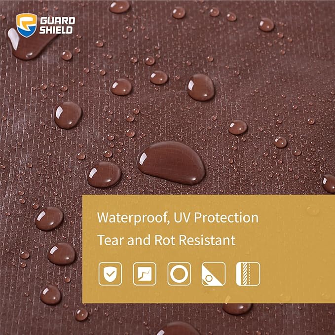 GUARD SHIELD Tarp 16x20 Feet Waterproof Brown/Silver Tarps 8Mil Multi Purpose UV Resistant Cover for Outdoor,Camping,Tent,Boats