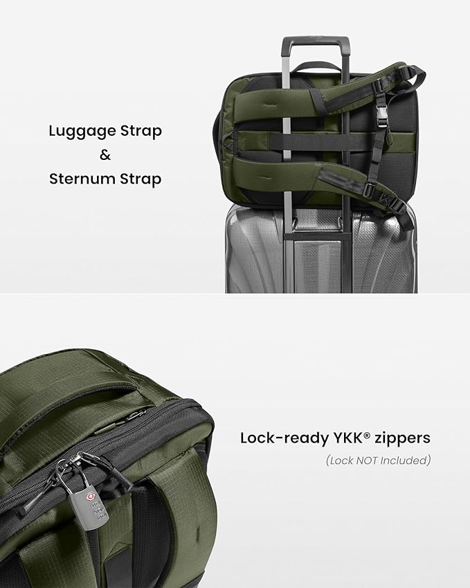 tomtoc Travel Backpack 28L, TSA Friendly Flight Approved Carry-on Luggage, Personal Item Travel Bag, Water-Resistant Lightweight Business Rucksack, Durable Bag Fits 16 Inch Laptop