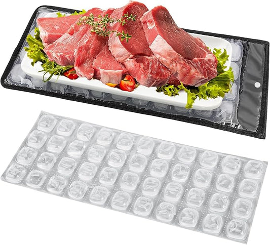 2 Pcs Reusable Cooling Sheet for Keeping Food Fresh Outside Party - Flexible Ice Packs Blankets Keep Meat Cold, Replacement Freezer Mat Chiller for Camping Coolers