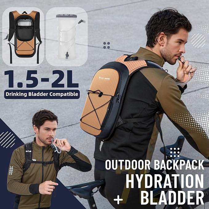 Hydration Backpack with 2L TPU Water Bladder, Lightweight Hiking Water Backpack, Running Hydration Pack for Cycling Climbing Camping Rave, Hydropack for Men Women