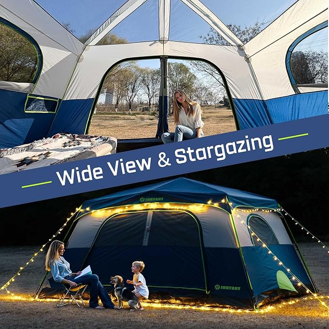 4/6/8/10 Person Instant Tent, Waterproof Pop Up Tents for Camping with Rainfly, 60 Seconds Easy Setup, Automatic Cabin Tent for Family Camping with Expandable Carry Bag & Upgraded Ventilation