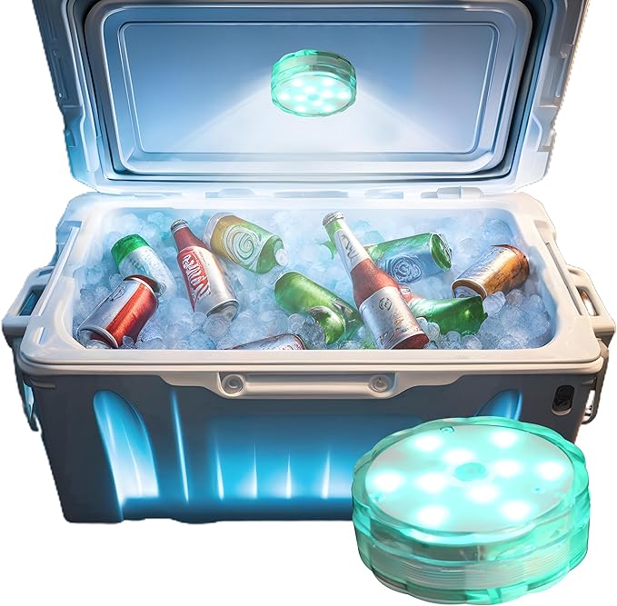Skywin Waterproof Multicolor LED Cooler Lights – 2.76 x 1 x 1 Inches, 3 x AA Battery-Operated, Reusable Cooler Accessories for Camping, Outdoor Events, and Parties