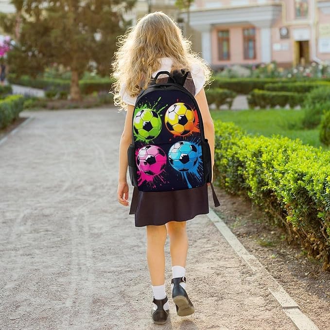Rucksacks Lightweight Multipurpose Anti-Theft Colorful Paint Splash Ink Soccer Ball Football Black Shoulder Bag Large Capacity Business Computer Bag With Smooth Zippers