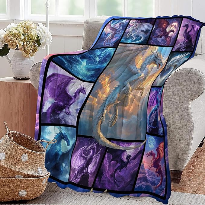 Dragon Blanket Dragons Lover Throw Blankets Gifts for Girls Boys Kids Dragon Lover Soft Cozy Fleece Plush for Couch Sofa Bed 80"x60"