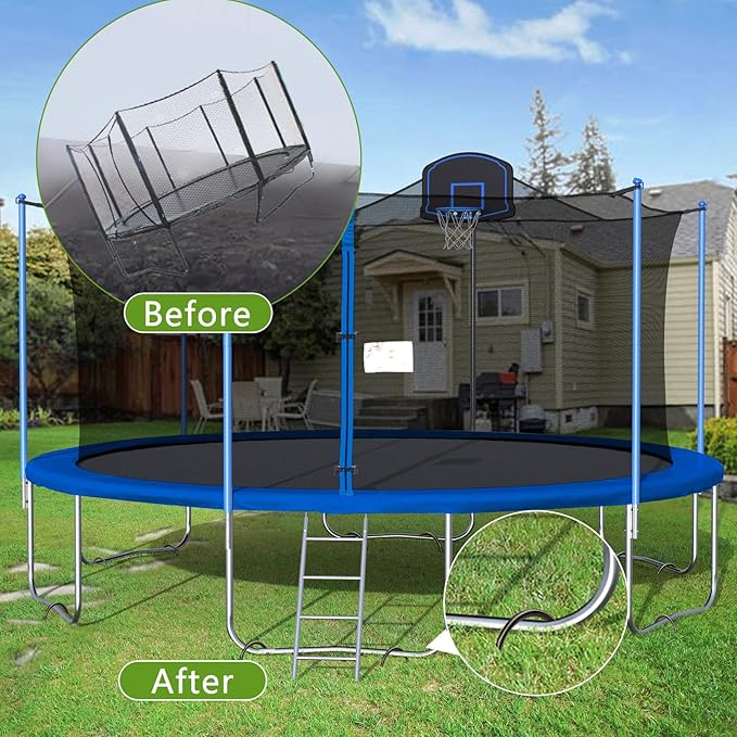 8Pcs Trampolines Wind Stakes, 12 Inch Landscape Staples, Heavy Duty Trampoline Anchors, U-Shaped Garden Stakes, Ground Stake with T Hook for Soccer Goals Trampoline Camping Tents (Black)