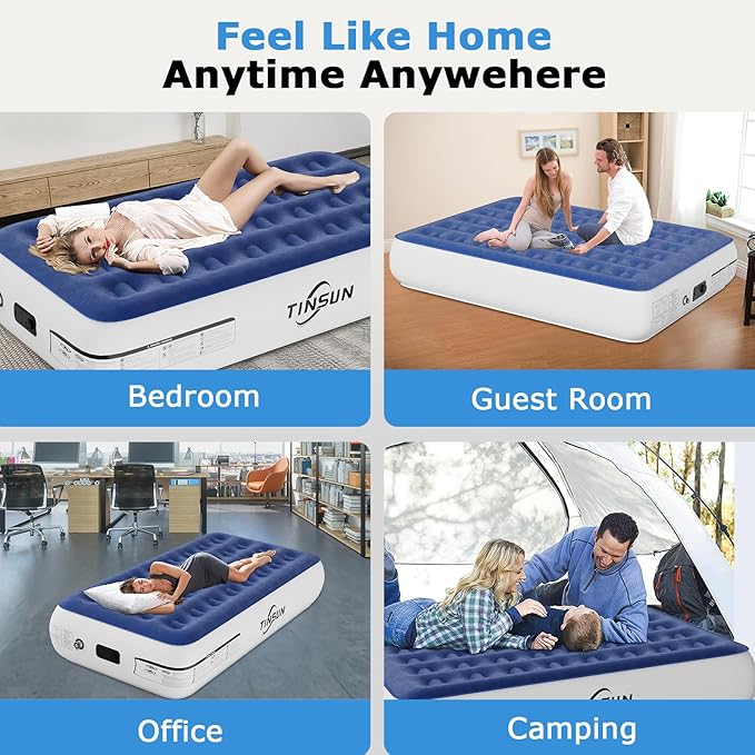 Air Mattress Queen with Built in Pump, Comfortable Blow up Mattress Portable Inflatable Bed for Camping, Inflatable Mattress Guest Bed for Home