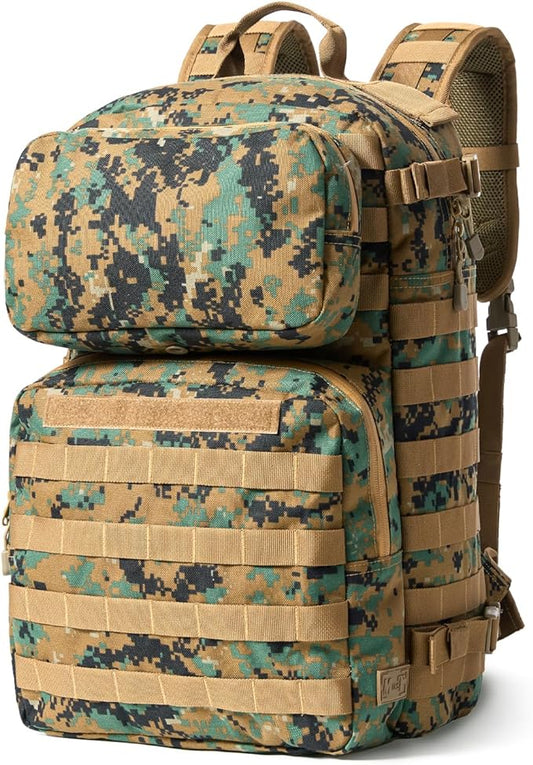 MT Military Rucksack Style Assault Pack Compatible with FILBE System – Tactical MOLLE Backpack for Outdoor Hiking Camping Hunting – Modular 30L Capacity Marpat Woodland