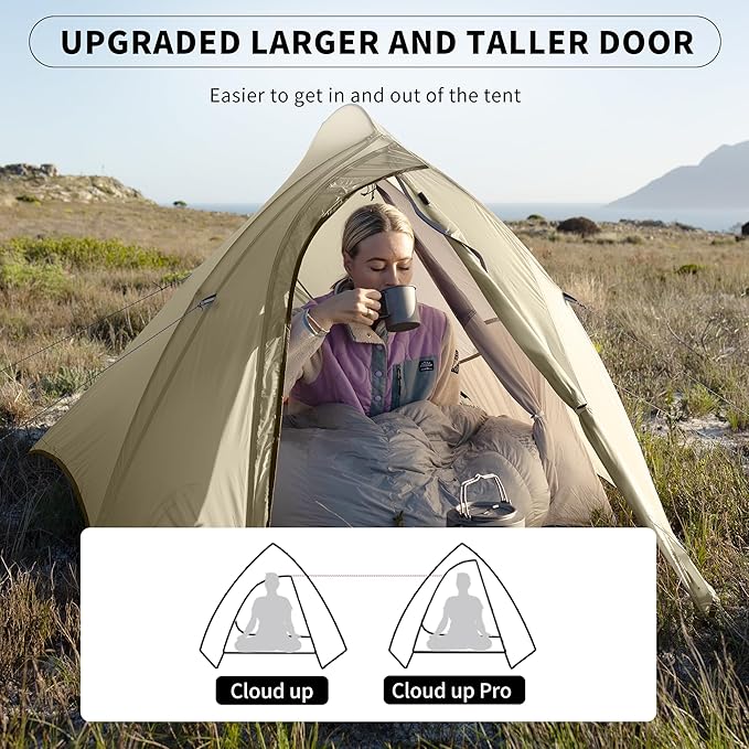 Naturehike Cloud Up 1 Person Tent, Lightweight Backpacking Tents for One Man, Waterproof Ultralight One Person Tent for Camping Hiking Backpacking
