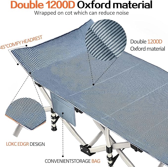 79x32 inches Camping cot Camping Bed cots for Sleeping 900 LBS(Max Load) Folding cot with Carry Bag Double Layer Oxford Camping cots Sleeping cots for Adults Office Home Nap Beach Vocation